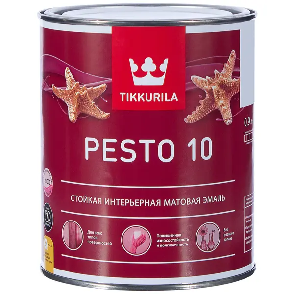 Эмаль Tikkurila Pesto 10 матовая цвет белый 0.9 л