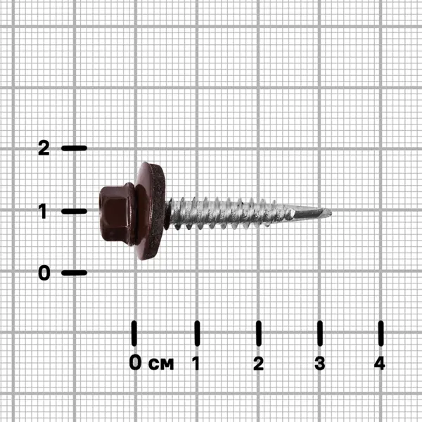 Саморезы кровельные по металлу Standers с пресс-шайбой RAL8017 5.5x32 8 шт.