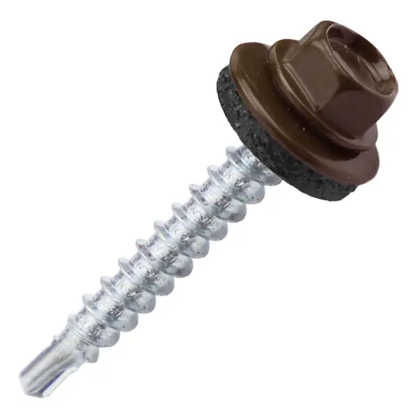 Саморезы кровельные по дереву DILWIS с пресс-шайбой со сверлом RAL 8017 4.8x35 мм 80 шт.