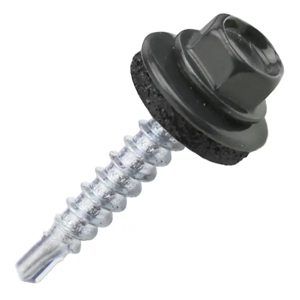 Саморезы кровельные по дереву DILWIS с пресс-шайбой со сверлом RAL 7024 4.8x29 мм 100 шт.