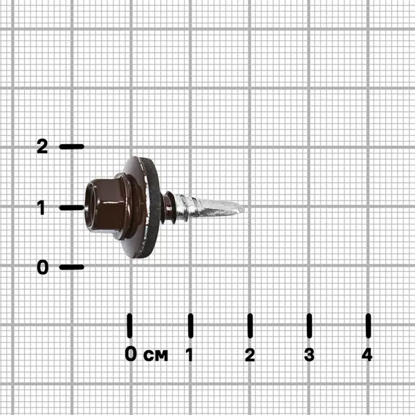 Саморезы кровельные по металлу Standers с пресс-шайбой RAL8017 5.5x19 16 шт.