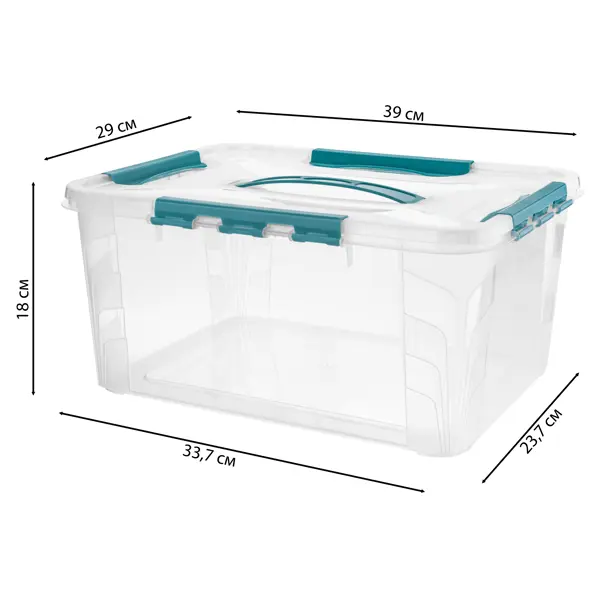 Ящик Grand Box 39x18x29 см 15.3 л пластик с крышкой цвет прозрачный