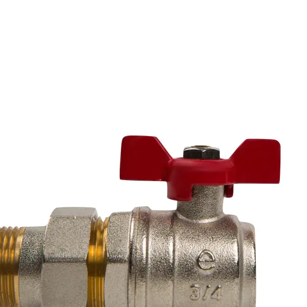 Кран шаровой Equation со сгоном угловой 3/4" никелированная латунь
