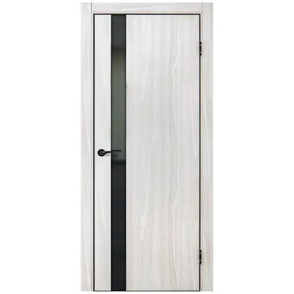 Дверь межкомнатная глухая Борно 51 80x200 см цвет белый дуб с замком и петлями