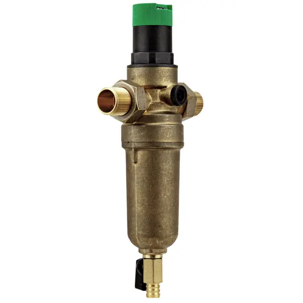 Промывной фильтр для ГВС Посейдон 3/4" НР 100 мкм с редуктором давления латунь 13621