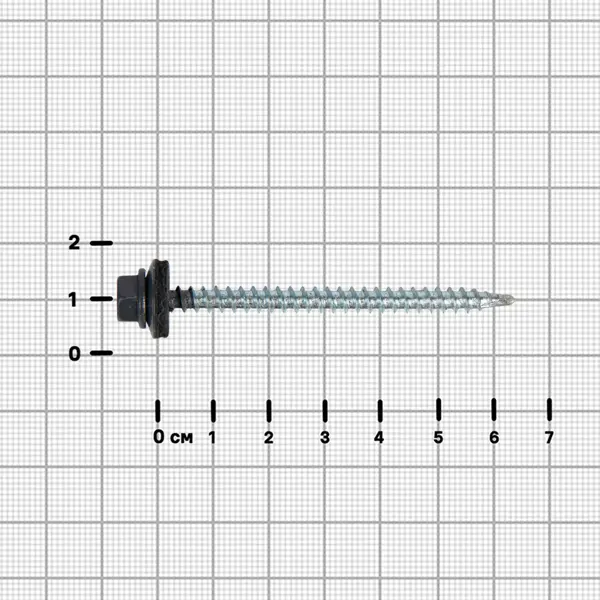 Саморезы кровельные по дереву DILWIS с пресс-шайбой со сверлом RAL 7024 4.8x64 мм 50 шт.