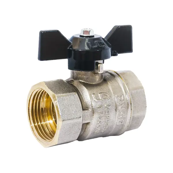 Кран шаровой прямой LD DN25 PN40 1" ВР латунь ручка бабочка