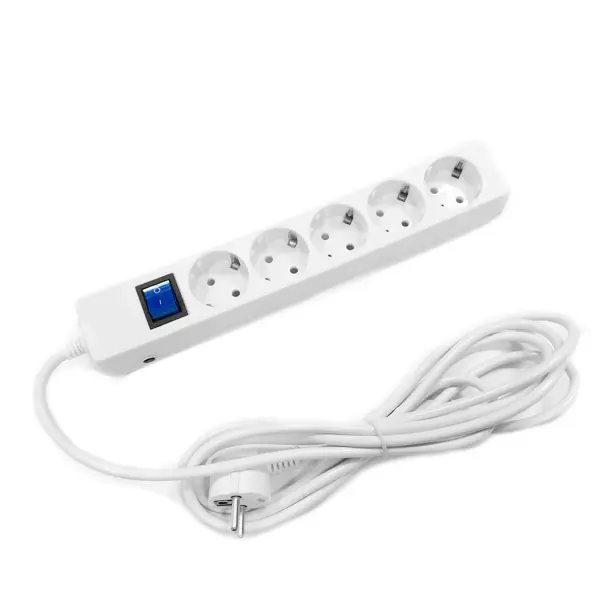Удлинитель бытовой Skybeam 5 розеток с заземлением 3x1.5 мм 3 м 3500 Вт цвет белый