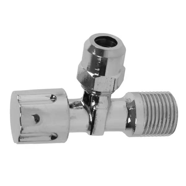Вентиль запорный угловой Equation DN15 PN10 1/2"x10M НР ручка барашек латунь