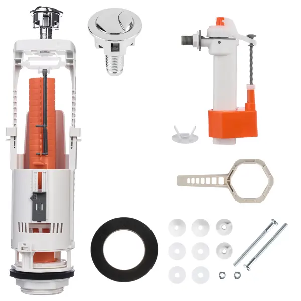 Комплект арматуры для бачка унитаза MONLID боковое подключение 1/2" кнопка 2 режима хром