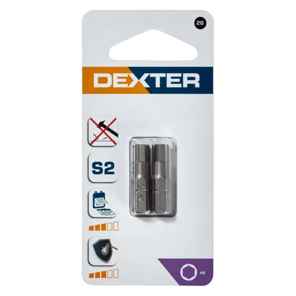 Бита Dexter XM26DT-3 H5x25 мм, 2 шт.