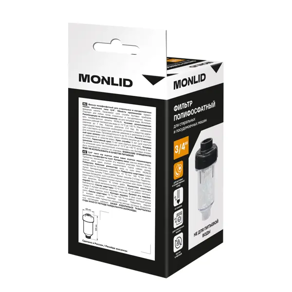 Корпус фильтра для стиральной и посудомоечной машины MONLID 3/4" ВР полипропилен с засыпкой