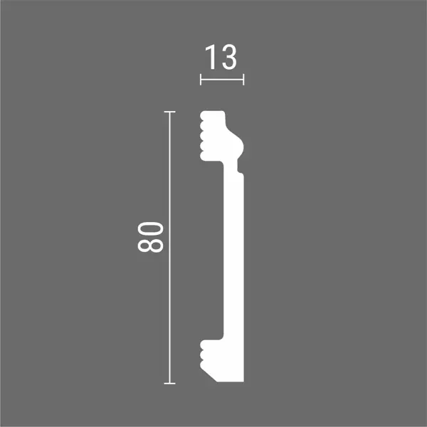 Плинтус настенный/потолочный полистирол ударопрочный Classic-1 белый 13x80x2000 мм
