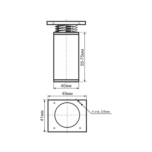 Мебельная ножка круглая 40 мм высота 60 мм белая
