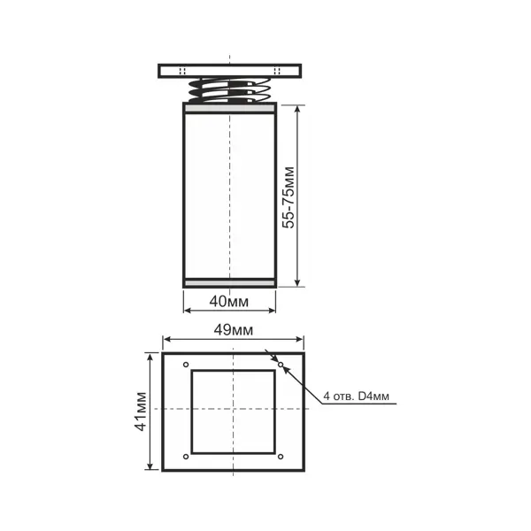 Мебельная ножка квадратная 40 мм высота 60 мм матовый хром