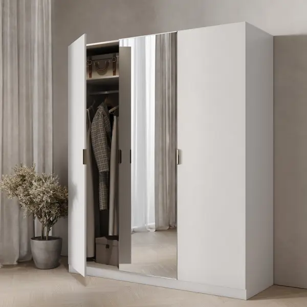 Шкаф распашной Турин Комфорт 3720 с 3 дверями 180x213x60 см ЛДСП цвет белый