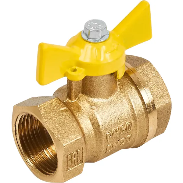 Кран шаровой для газа прямой DN20 PN40 3/4" ВР латунь ручка бабочка