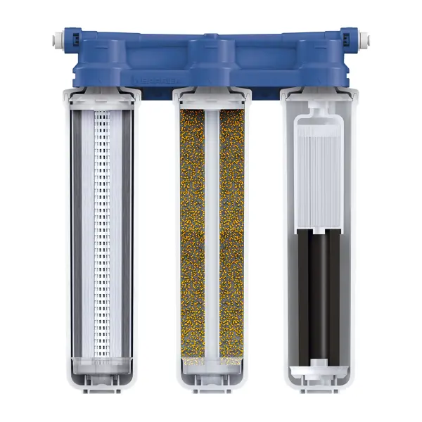 Фильтр под мойку Барьер Эксперт Слим Комплекс Био для жесткой воды 3 ступени быстросъемный кран в комплекте
