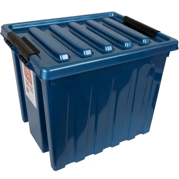 Контейнер Rox Box 50x39x40 см 50 л пластик с крышкой и роликами цвет синий