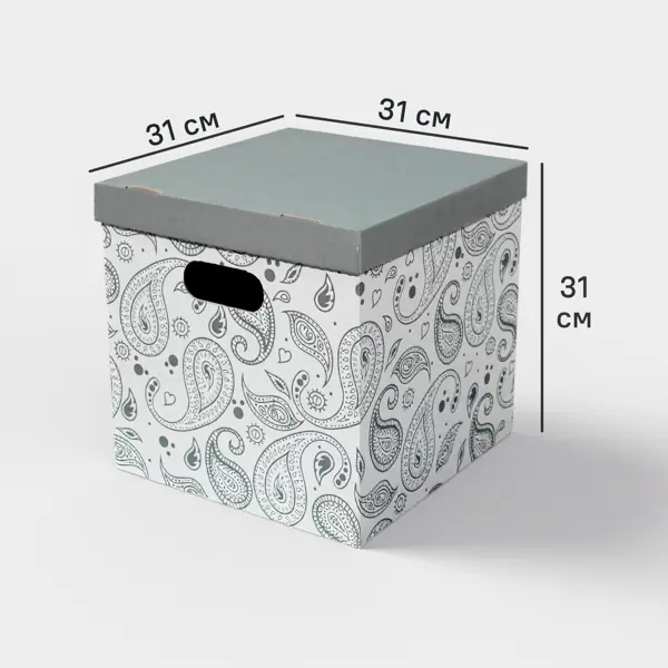 Коробка АПЕ 313G 31x31x31 см картон бело-серый