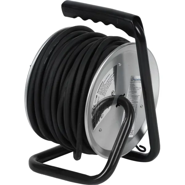 Удлинитель на катушке Electraline 4 розетки с заземлением 3x1.5 мм 20 м цвет черный