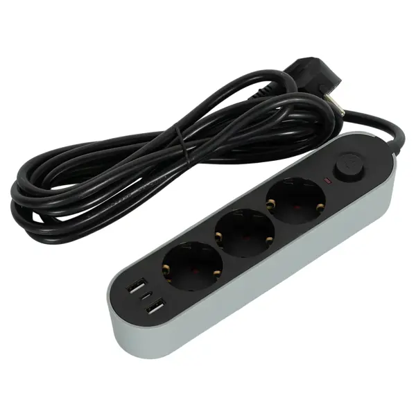 Удлинитель бытовой Skybeam 3 розетки 3 м USB цвет черный