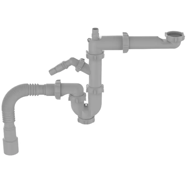 Сифон для мойки поворотный Equation 40 мм без выпуска 2 отвода