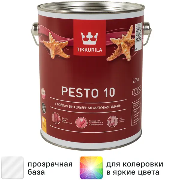 Эмаль Tikkivala Pesto 10 матовая прозрачная база С 2.7 л