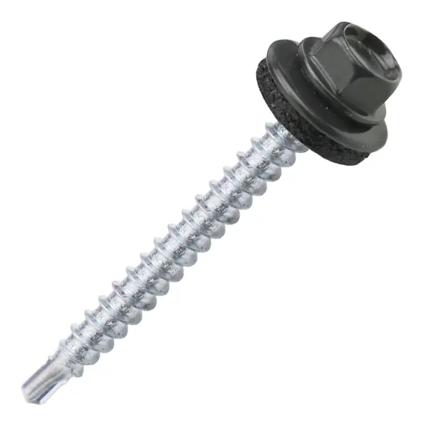 Саморезы кровельные по дереву Dilwis с пресс-шайбой со сверлом RAL 7024 4.8x51 мм на вес