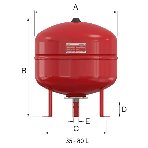 Расширительный бак для системы отопления 35 л Flamco Flexcon R 3/4" красный