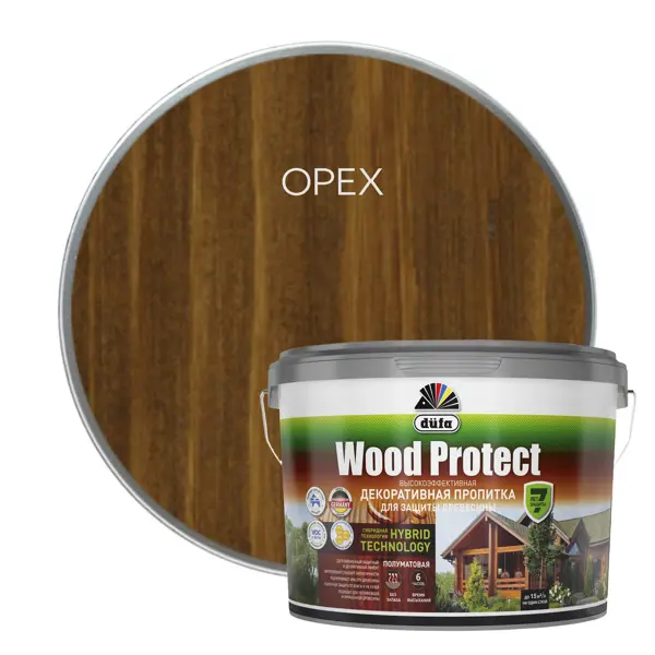 Пропитка для дерева Dufa Wood Protect полуматовая орех 9 л