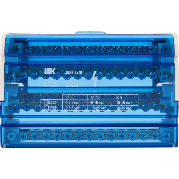 Шина нулевая на IEK DIN-рейку в корпусе 4x15 3L+PEN