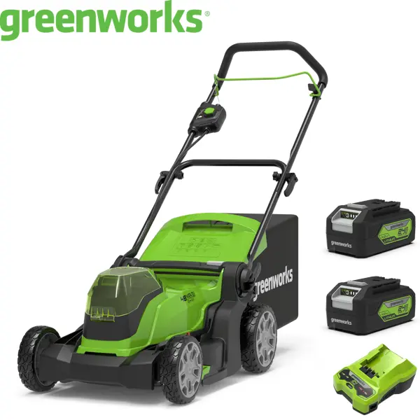 Газонокосилка аккумуляторная бесщеточная GreenWorks 2512607UD 48 В 41 см 2x4 Ач АКБ и ЗУ входит в комплект