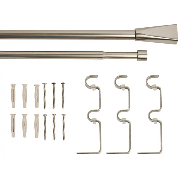Настенный карниз раздвижной двухрядный d16/19 160-300 см металл цвет никель