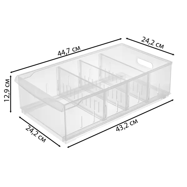 Контейнер Rolly 24.2x12.9x44.7 см 11.5 л пластик цвет прозрачный