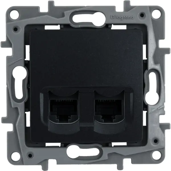 Розетка компьютерная двойная RJ45 категория 5e UTP - Legrand Etika - антрацит