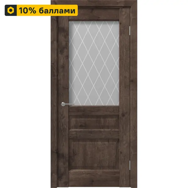 Дверь межкомнатная со стеклом Artens Магнолия 60x200 см ПВХ цвет акация с замком и петлями