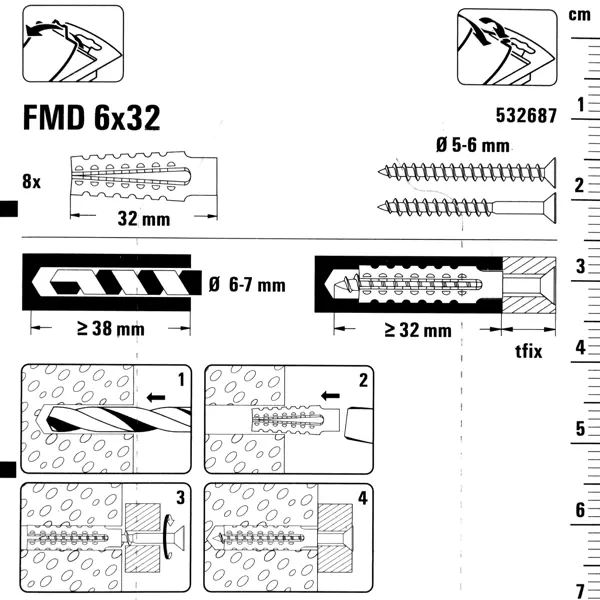 Дюбель распорный металлический Fischer FMD 6x32 мм металл цвет серый 8 шт.