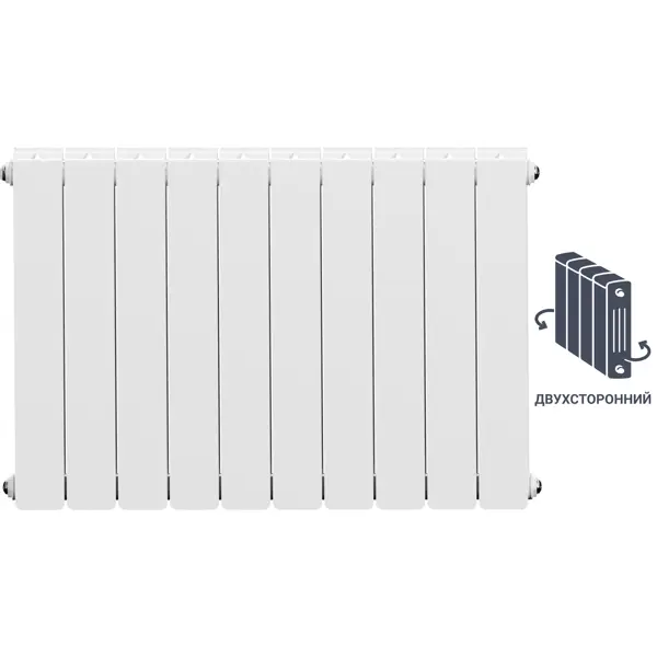 Радиатор секционный Equation Bimetal 500/90 10 секций боковое подключение биметалл белый