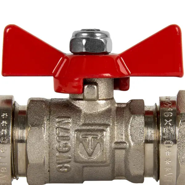Кран шаровой прямой Valtec PN25 16 мм латунь ручка бабочка VT.343.N.1616