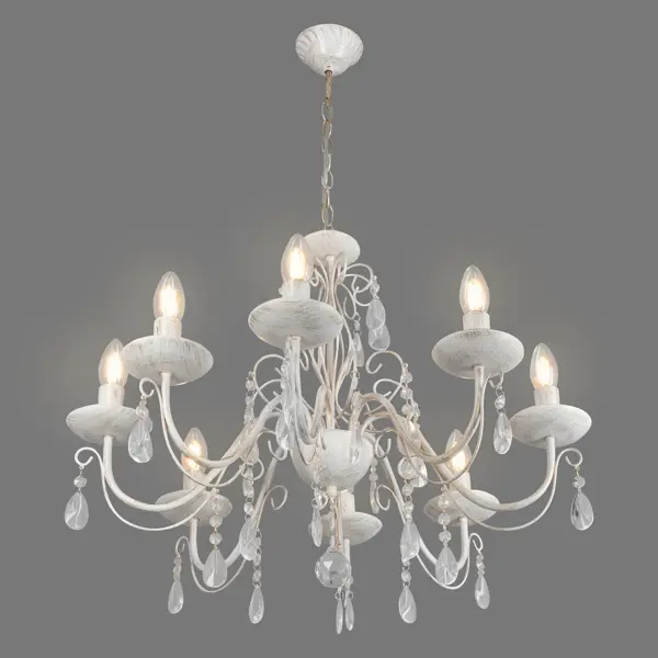Люстра хрустальная подвесная Аврора 8xE14x60 Вт цвет белое золото с патиной