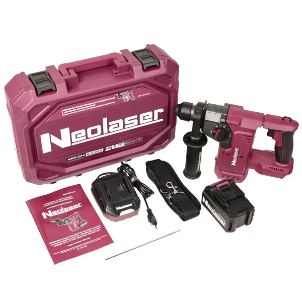 Перфоратор аккумуляторный SDS-plus Neolaser NRH-204, 20 В 4 Ач, 3.7 Дж