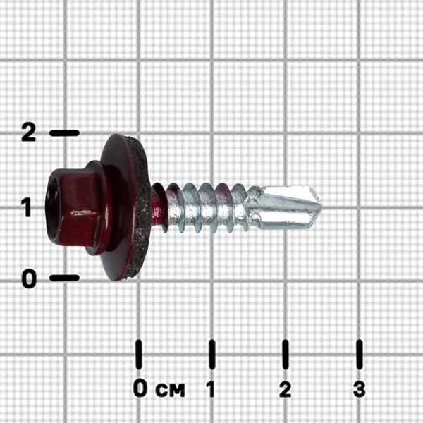 Саморезы кровельные по металлу DILWIS с пресс-шайбой со сверлом RAL 3005 5.5x25 мм 90 шт.