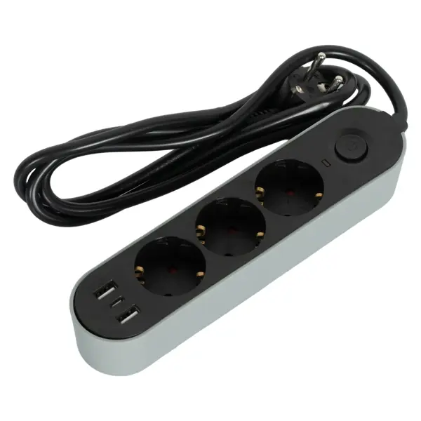 Удлинитель бытовой Skybeam 3 розетки 1.5 м цвет черный