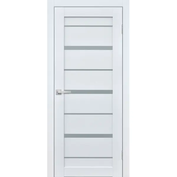 Дверь межкомнатная со стеклом Тренто 80x200 см ПВХ цвет иридиум с замком