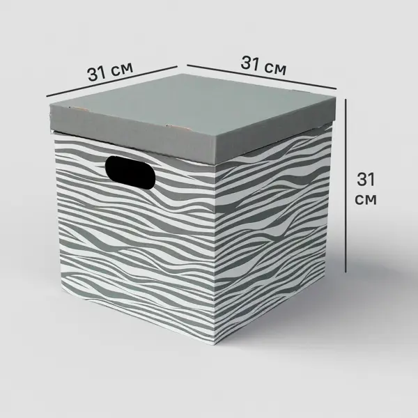 Коробка АПЕ 312G 31x31x31 см картон бело-серый