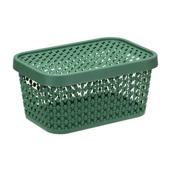 Коробка с крышкой Пирула 19x13x9 см 1.5 л прямоугольная цвет зеленый