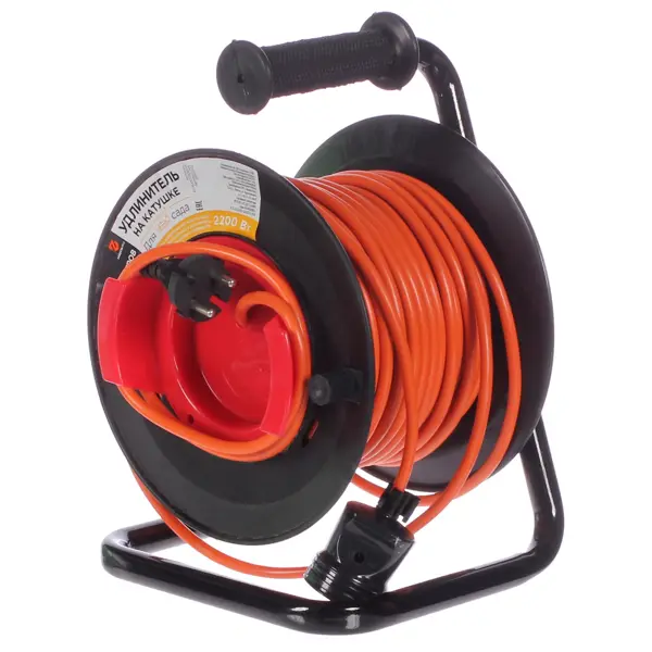 Удлинитель на катушке садовый Защита Про 1 розетка без заземления 2x1 мм 30 м цвет оранжевый/черный