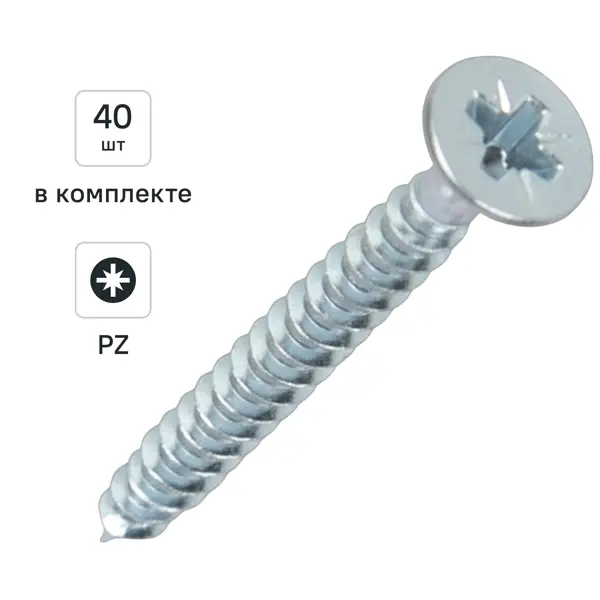 Саморезы универсальные DILWIS потайные острые оцинкованные 3x40 мм 40 шт.