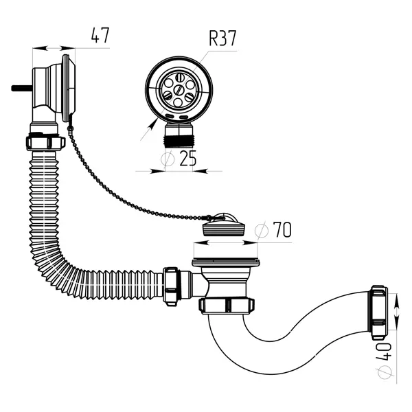 Сифон для ванны Акватер V110 с выпуском